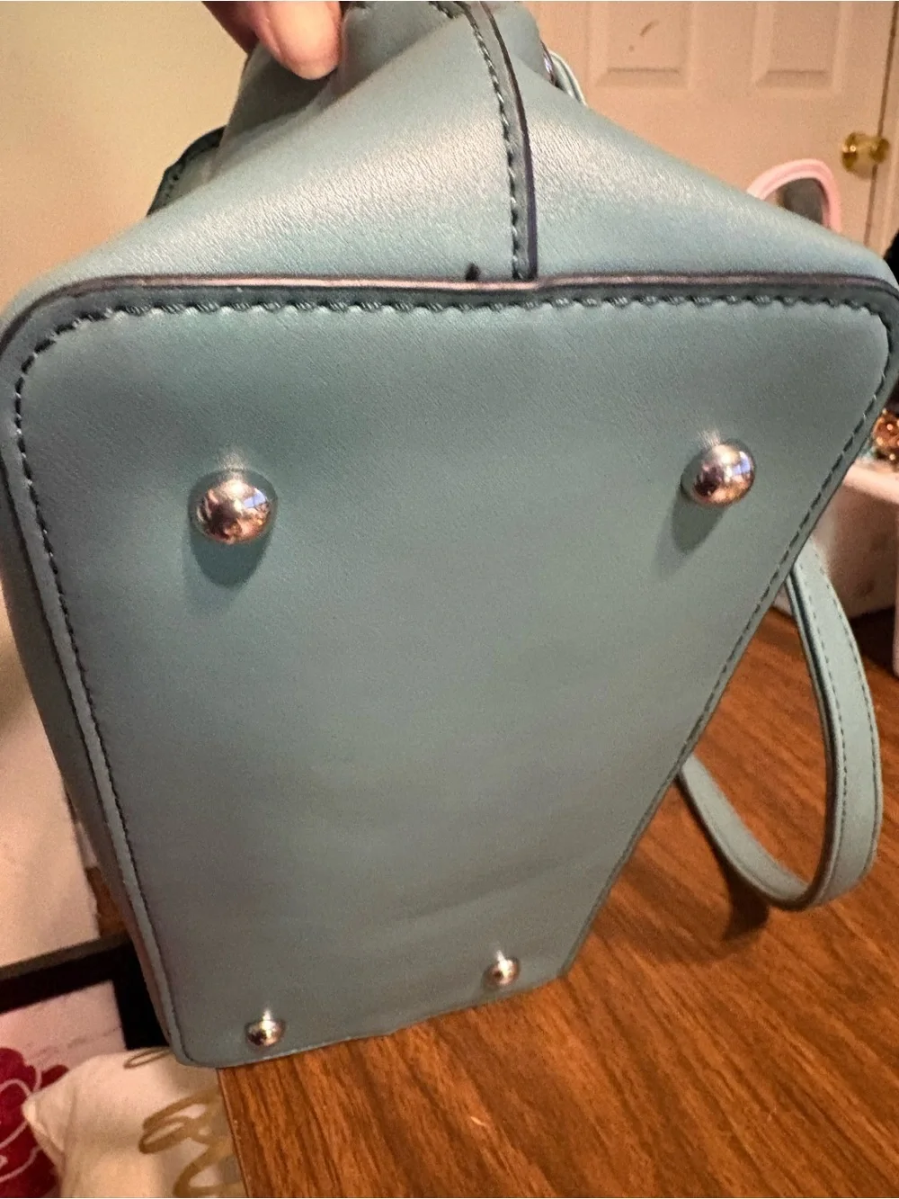 Nine West Seafoam Bow Satchel with Silver Chain